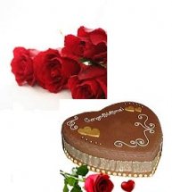 2 kg Heart Shaped Cake with 5 roses
