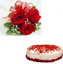 Strawberry Cake with 3 hand tied roses free