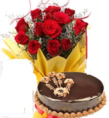 1 kg ferrero rocher eggless cake with 6 roses