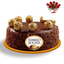 2 kg ferrero rocher eggless cake with 5 roses