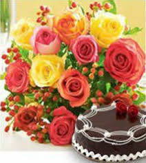 12 mix roses and 1/2 kg cake