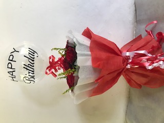 Happy Birthday printed transparent balloon 10 red rose in a bouquet