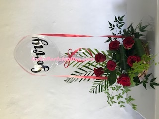 SORRY printed transparent balloon 10 red rose bouquet